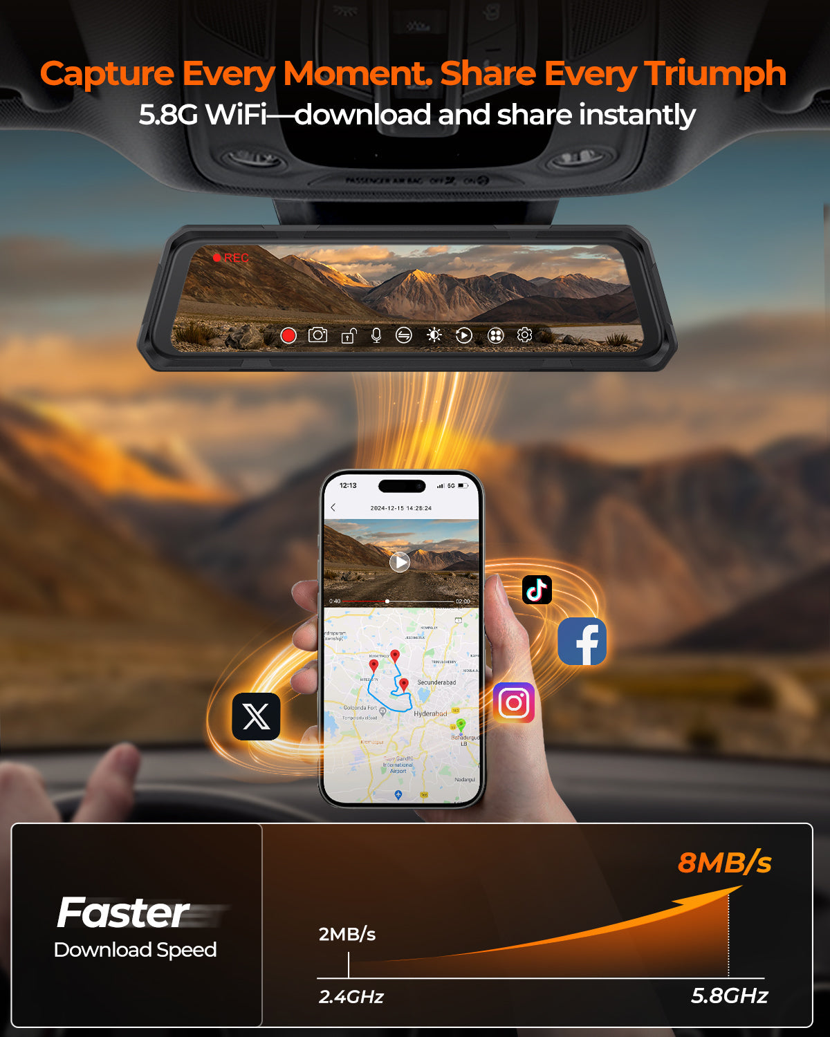 Legend 4-Channel Mirror Dash Cam